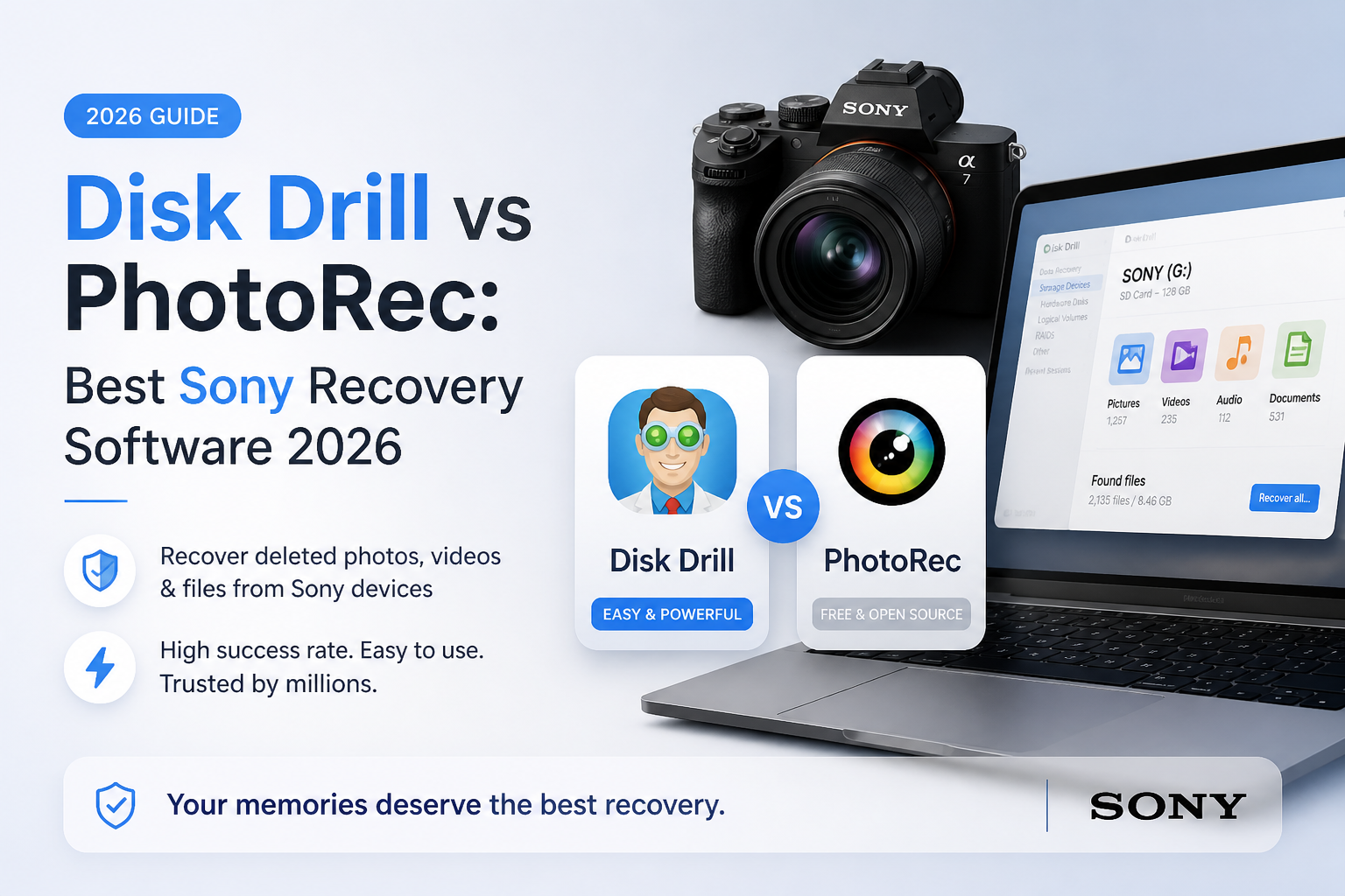 Disk Drill vs PhotoRec: Best Sony Recovery Software 2026